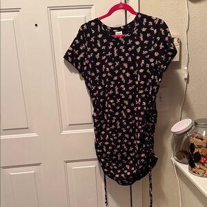 PINK Victoria's Secret Black Dress with Pink Floral Pattern